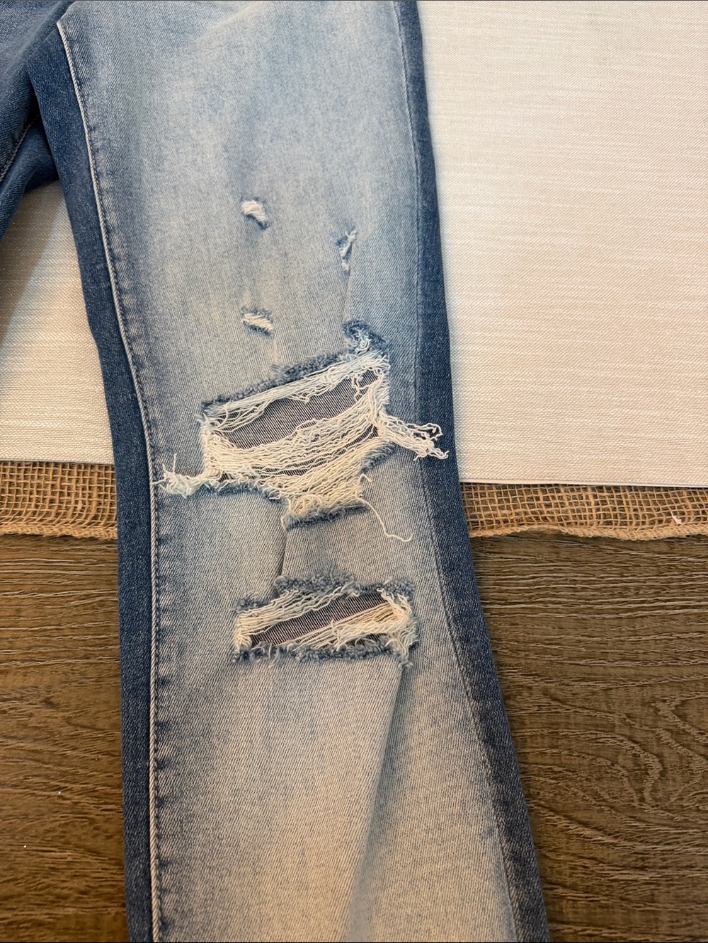 Flying Monkey Two-Tone Light Blue High Rise Distressed Jeans - Picture 8 of 11